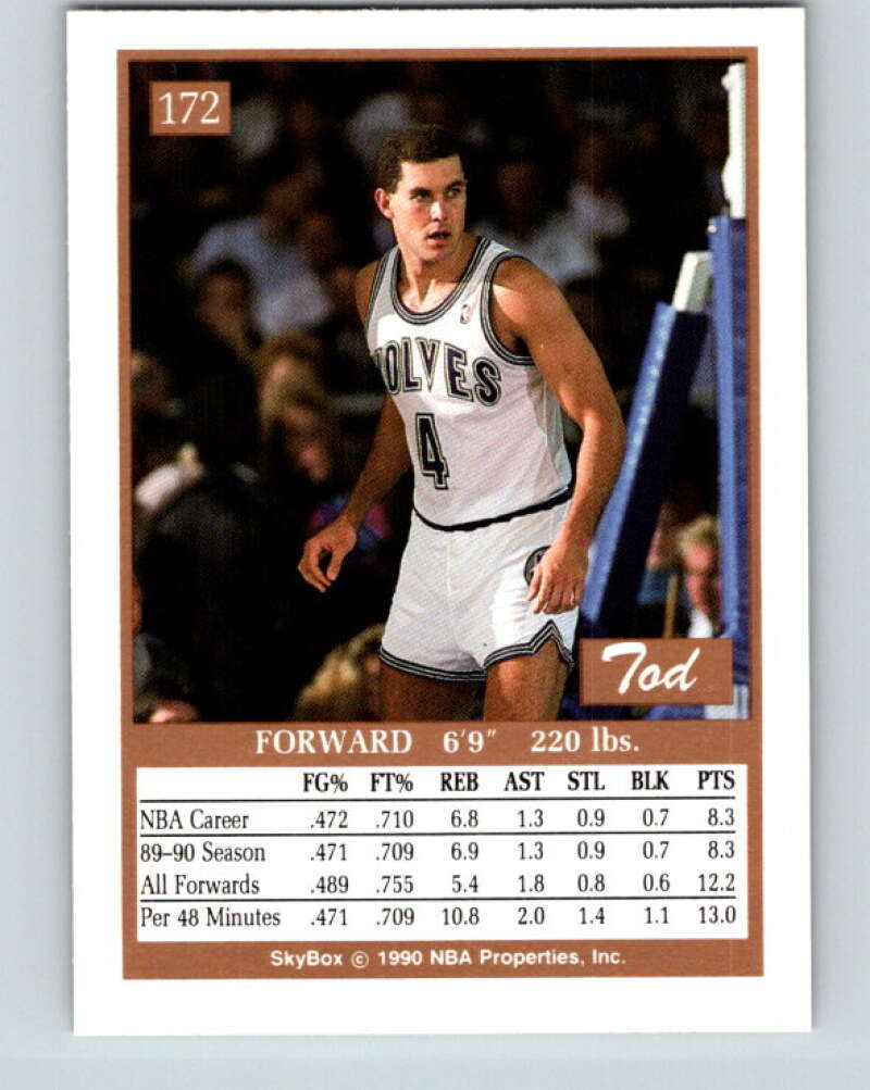1990-91 SkyBox #172 Tod Murphy Mint Minnesota Timberwolves Image 2