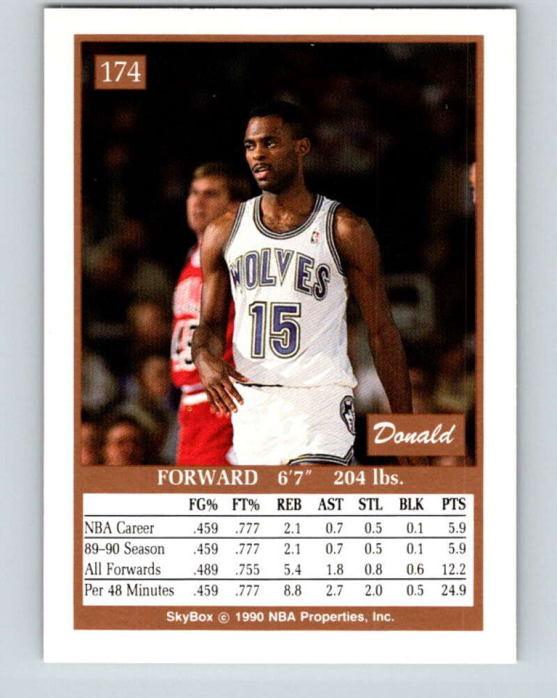 1990-91 SkyBox #174 Donald Royal Mint RC Rookie SP Minnesota Timberwolves Image 2