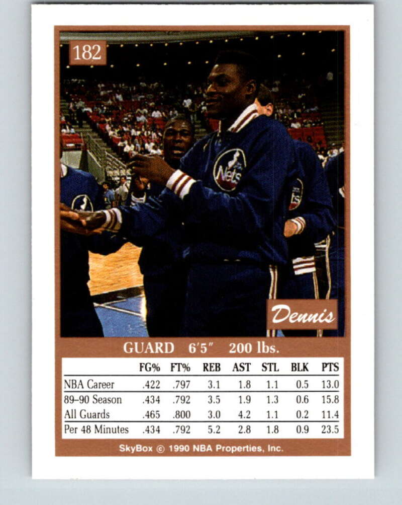 1990-91 SkyBox #182 Dennis Hopson Mint SP New Jersey Nets Image 2