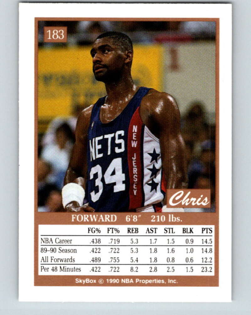 1990-91 SkyBox #183 Chris Morris Mint New Jersey Nets Image 2