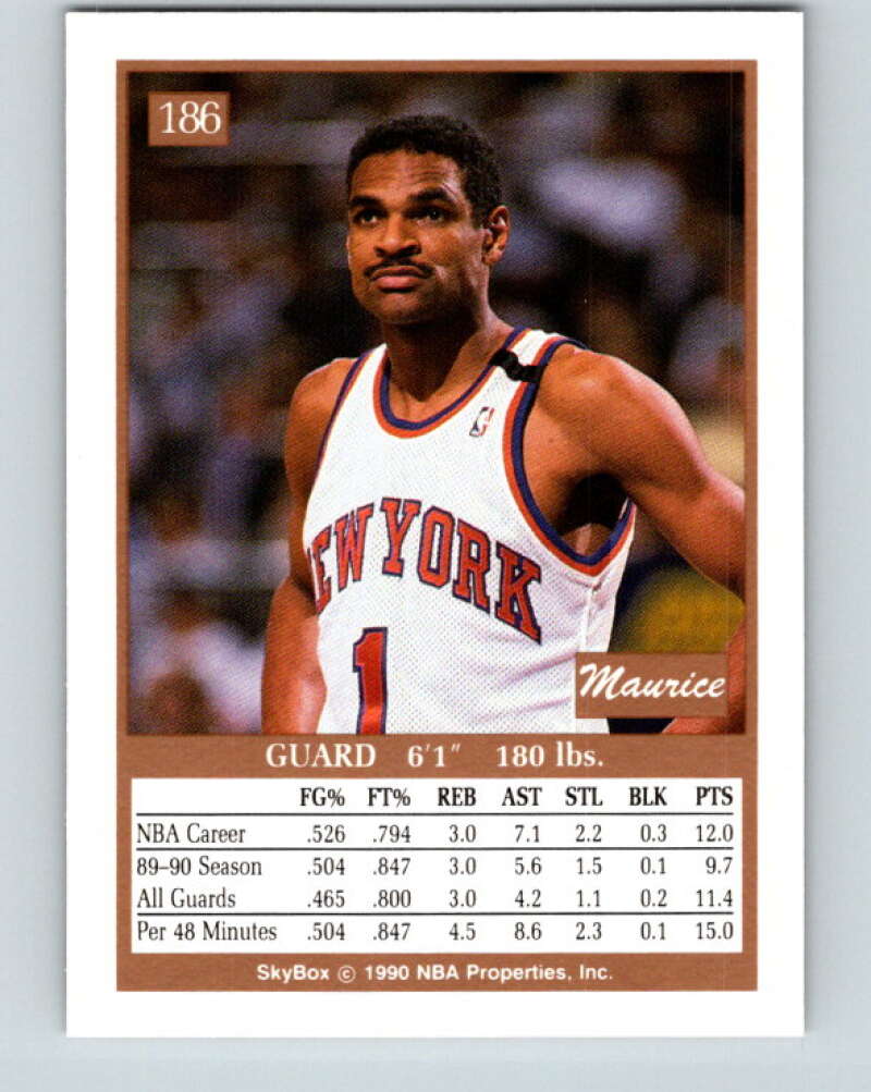 1990-91 SkyBox #186 Maurice Cheeks Mint New York Knicks Image 2