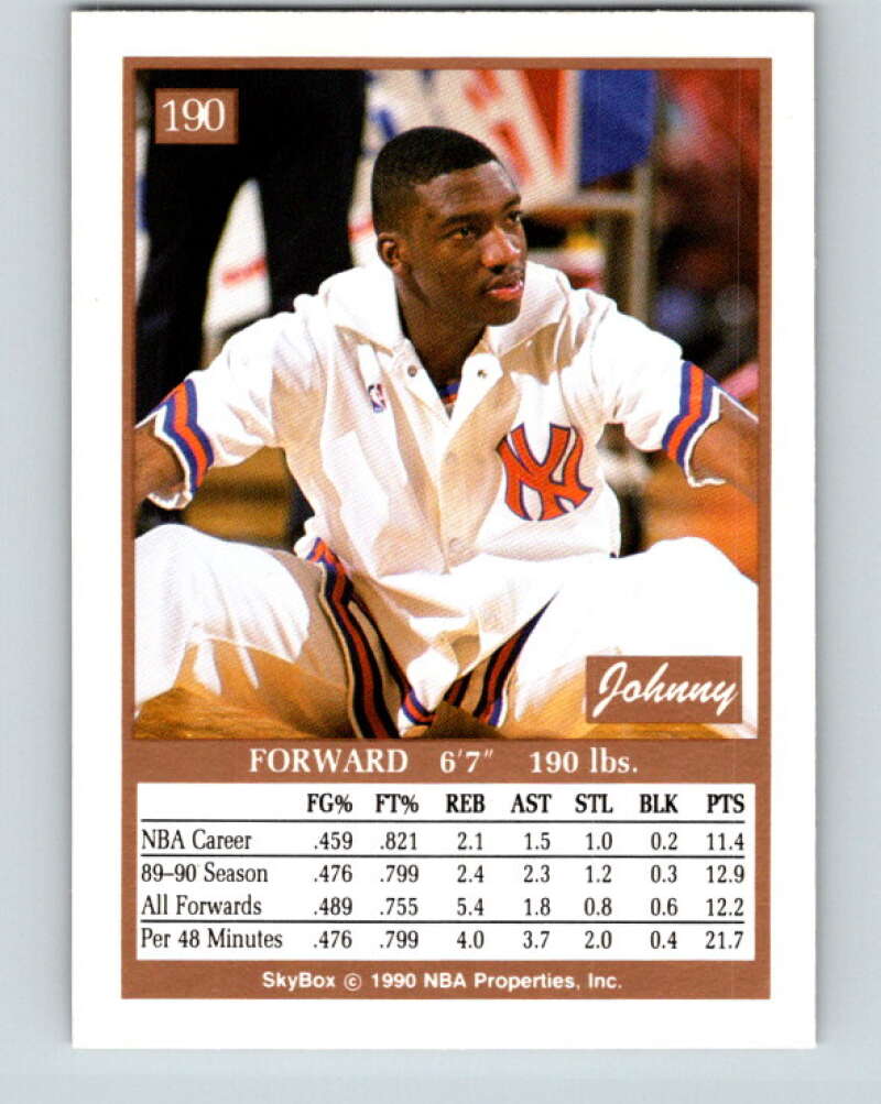 1990-91 SkyBox #190 Johnny Newman Mint SP New York Knicks  Image 2