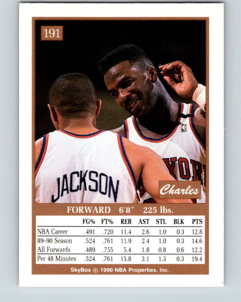 1990-91 SkyBox #191 Charles Oakley Mint New York Knicks Image 2