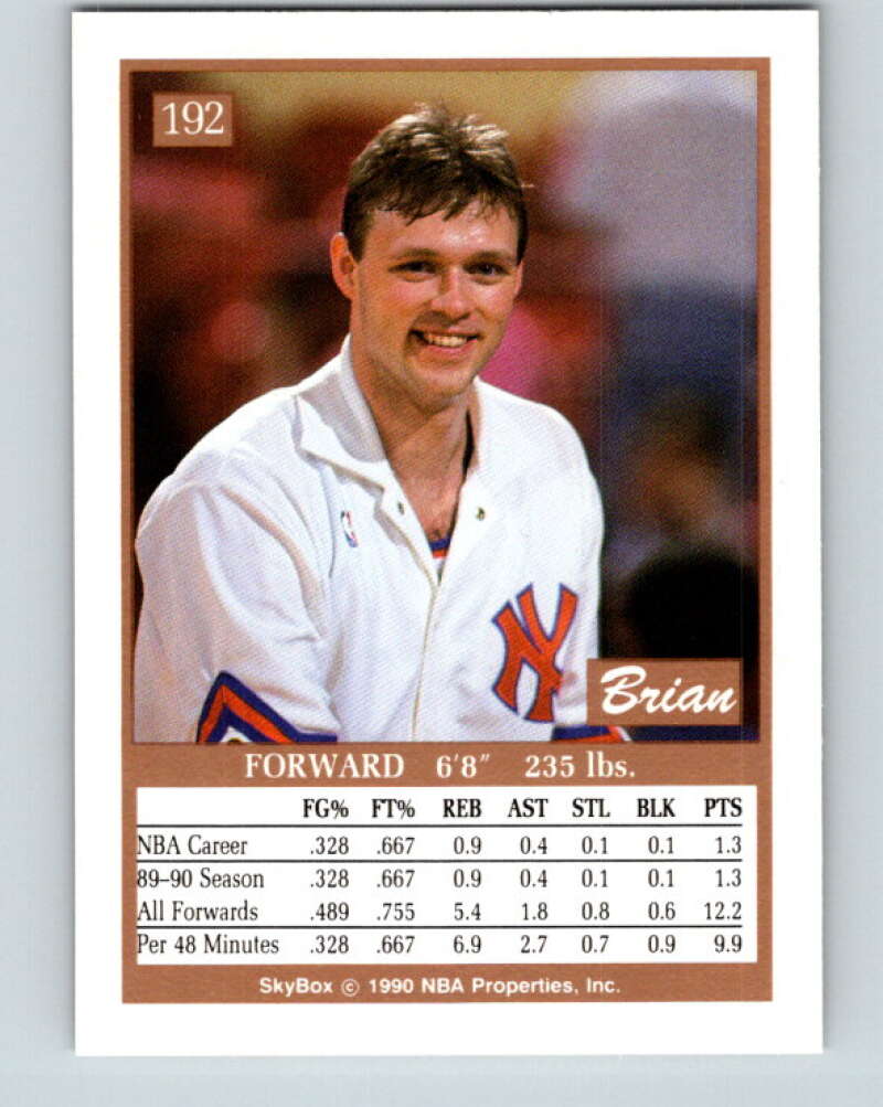 1990-91 SkyBox #192 Brian Quinnett Mint New York Knicks Image 2