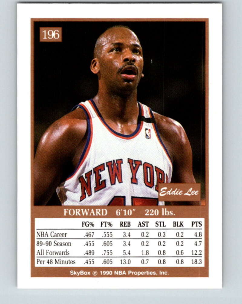 1990-91 SkyBox #196 Eddie Lee Wilkins Mint New York Knicks  Image 2
