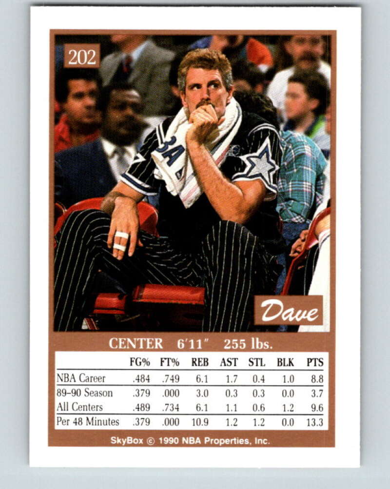 1990-91 SkyBox #202 Dave Corzine Mint SP Orlando Magic Image 2