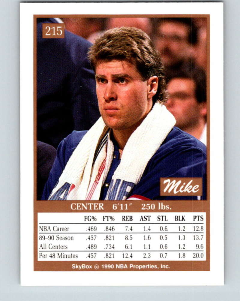 1990-91 SkyBox #215 Mike Gminski Mint Philadelphia 76ers Image 2