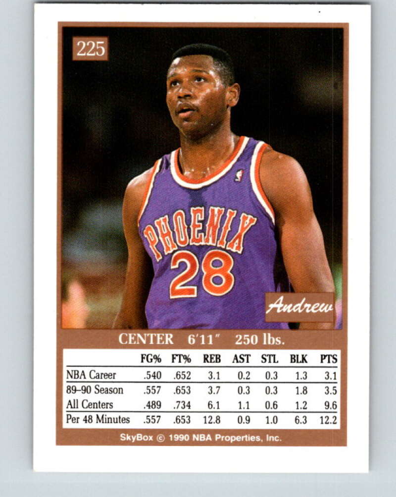 1990-91 SkyBox #225 Andrew Lang Mint RC Rookie Phoenix Suns Image 2