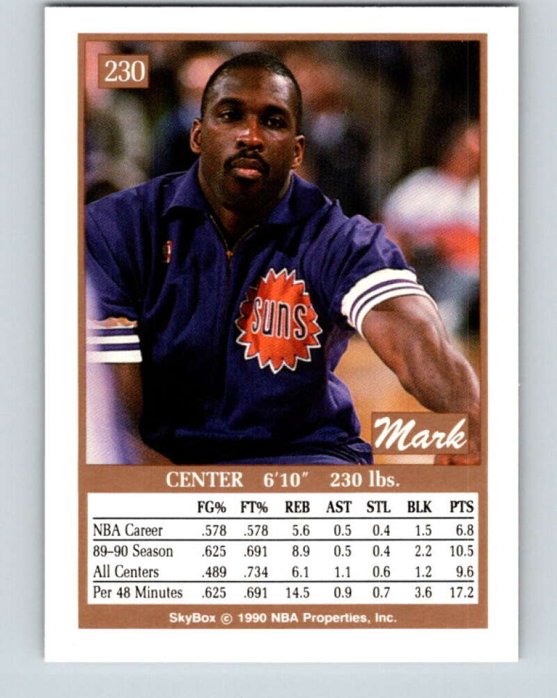 1990-91 SkyBox #230 Mark West Mint Phoenix Suns Image 2