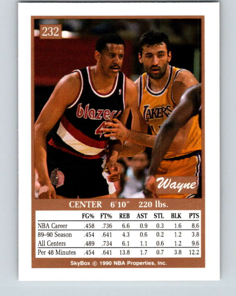 1990-91 SkyBox #232 Wayne Cooper Mint Portland Trail Blazers Image 2