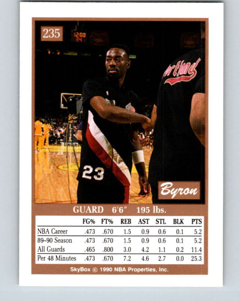 1990-91 SkyBox #235 Byron Irvin Mint SP Portland Trail Blazers Image 2