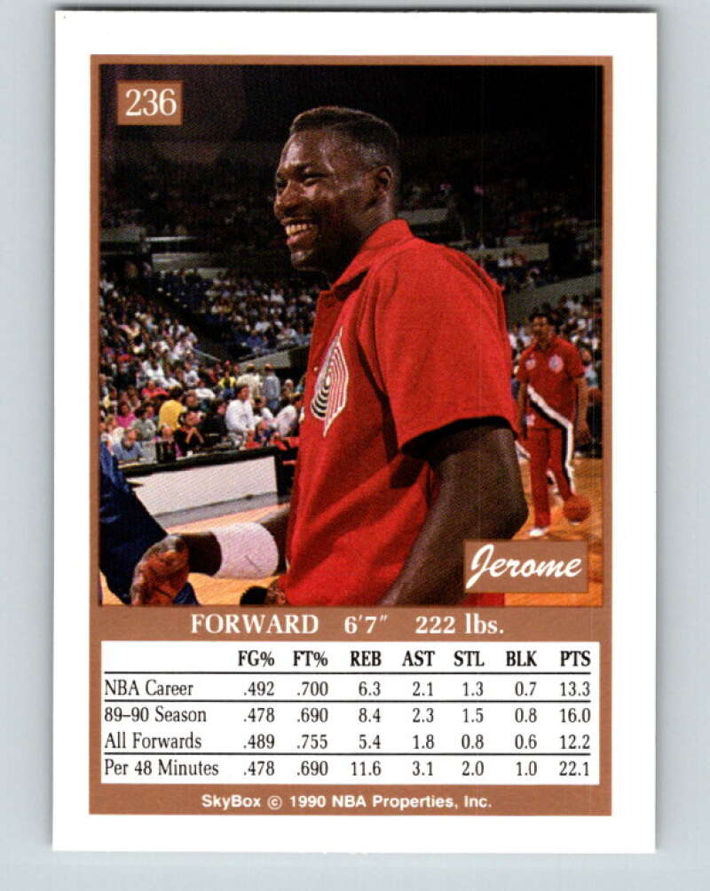 1990-91 SkyBox #236 Jerome Kersey Mint Portland Trail Blazers Image 2