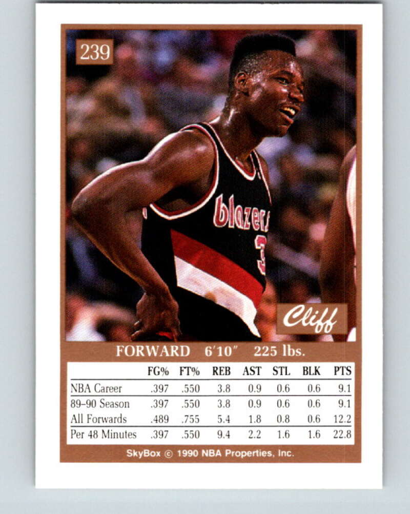 1990-91 SkyBox #239 Clifford Robinson Mint RC Rookie Portland Trail Blazers Image 2