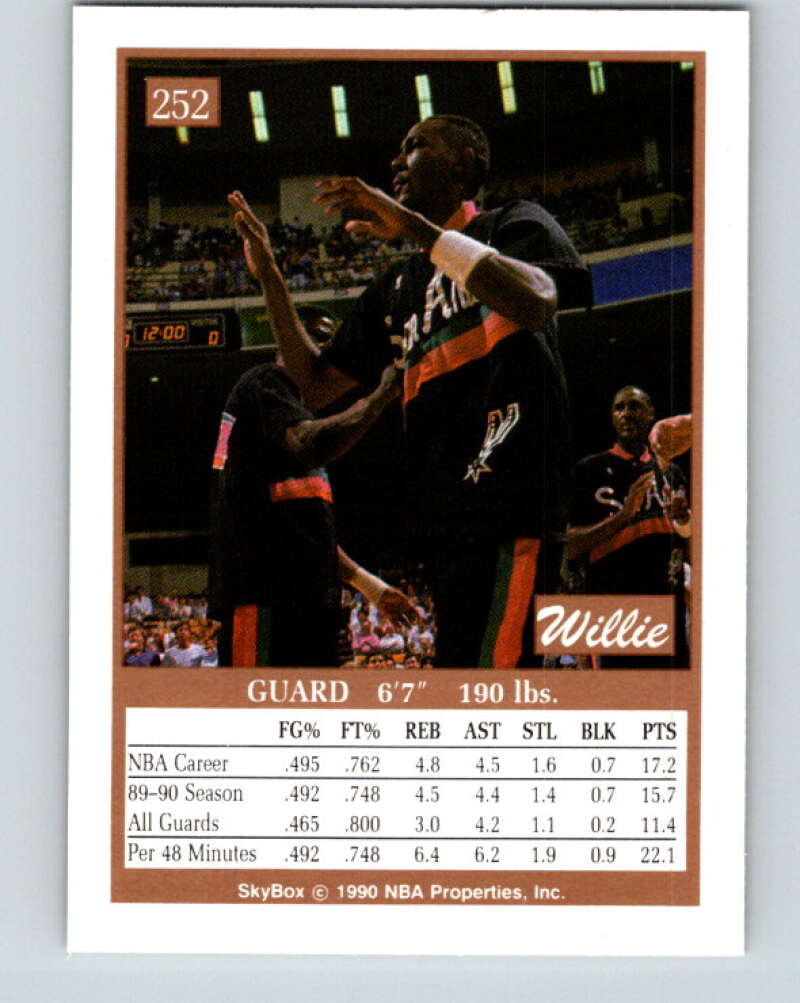 1990-91 SkyBox #252 Willie Anderson Mint San Antonio Spurs Image 2
