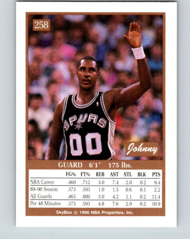 1990-91 SkyBox #258 Johnny Moore Mint SP San Antonio Spurs Image 2