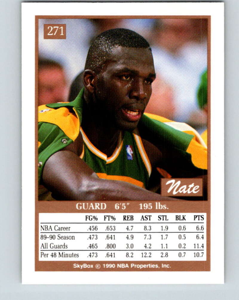 1990-91 SkyBox #271a Nate McMillan/ Mint SP Seattle SuperSonics Image 2
