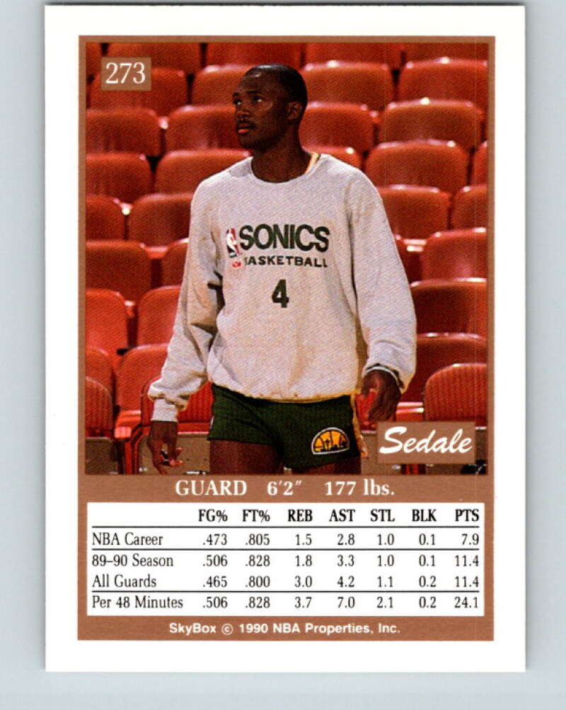 1990-91 SkyBox #273 Sedale Threatt Mint Seattle SuperSonics Image 2