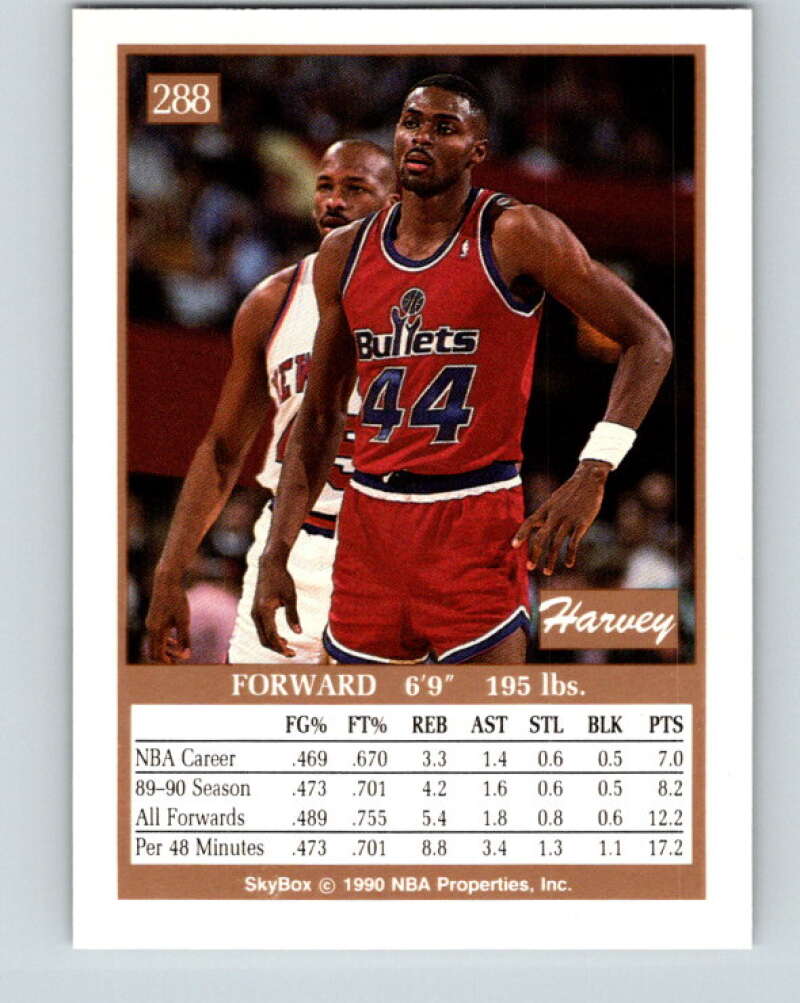 1990-91 SkyBox #288 Harvey Grant Mint Washington Bullets Image 2