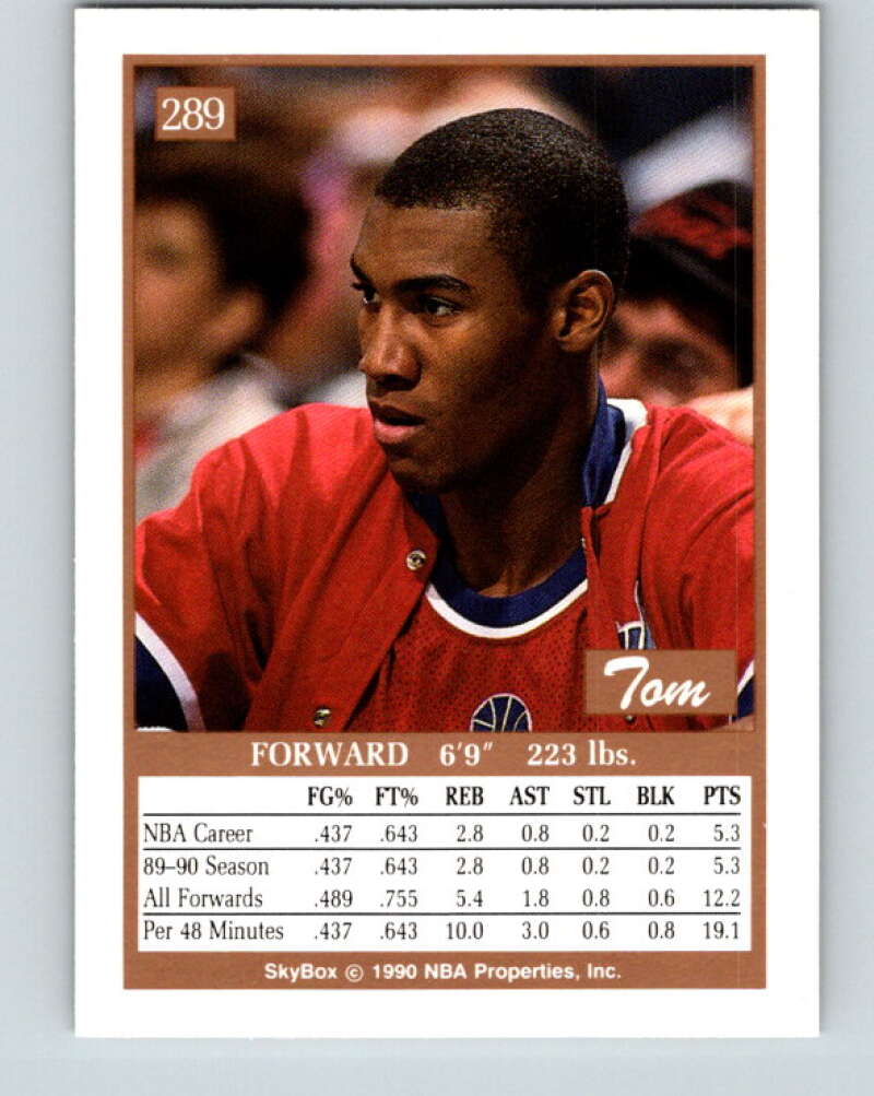 1990-91 SkyBox #289 Tom Hammonds Mint RC Rookie Washington Bullets Image 2