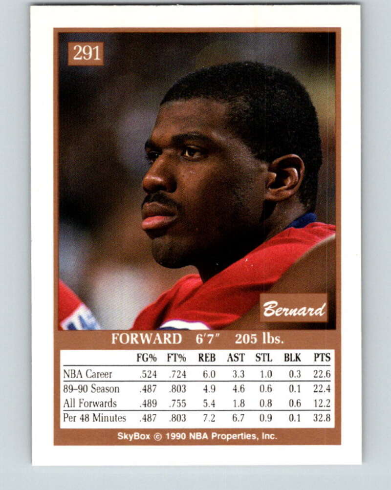 1990-91 SkyBox #291 Bernard King Mint Washington Bullets Image 2