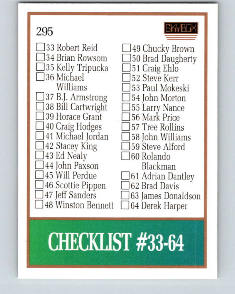 1990-91 SkyBox #295 Checklist 1 Mint SP Image 2