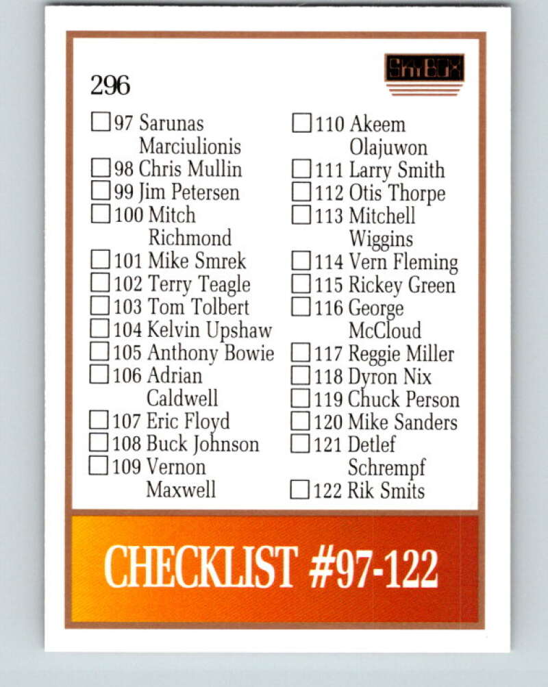1990-91 SkyBox #296 Checklist 2 Mint SP Image 2