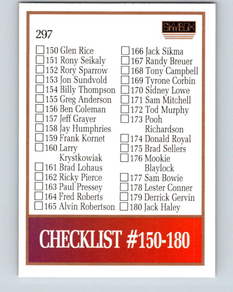 1990-91 SkyBox #297 Checklist 3 Mint SP Image 2