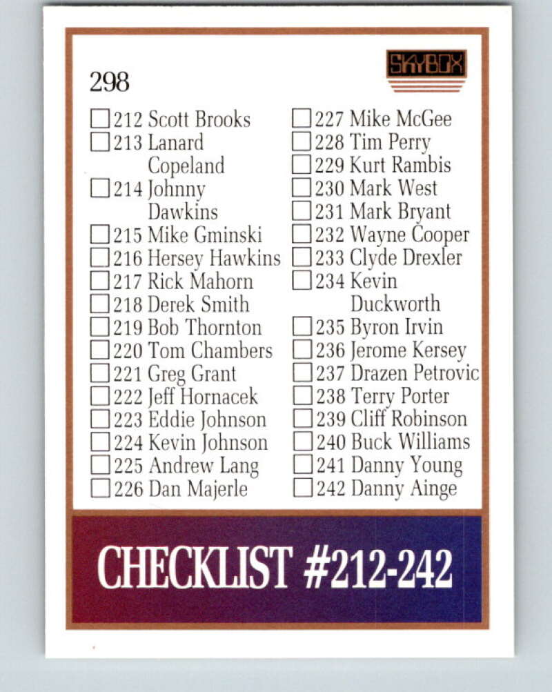 1990-91 SkyBox #298 Checklist 4 Mint SP Image 2