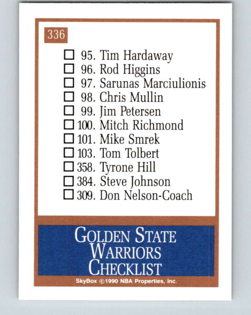 1990-91 SkyBox #336 Golden State Warriors TC Mint Golden State Warriors Image 2