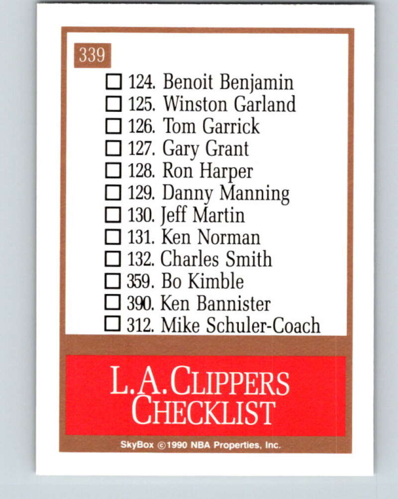 1990-91 SkyBox #339 Los Angeles Clippers TC Mint Los Angeles Clippers Image 2