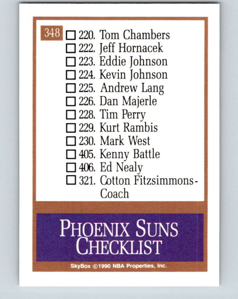 1990-91 SkyBox #348 Phoenix Suns TC Mint Phoenix Suns Image 2