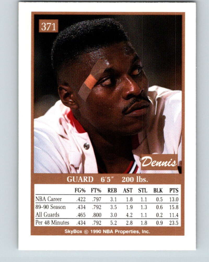 1990-91 SkyBox #371 Dennis Hopson Mint Chicago Bulls Image 2