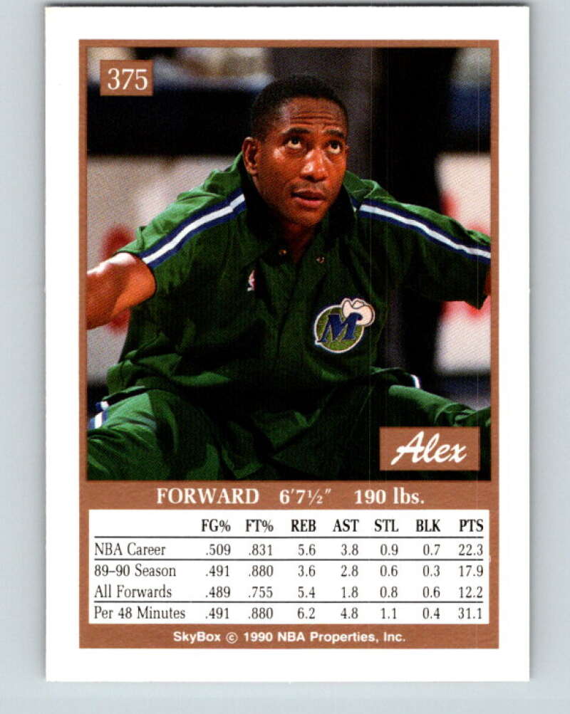 1990-91 SkyBox #375 Alex English Mint Dallas Mavericks Image 2