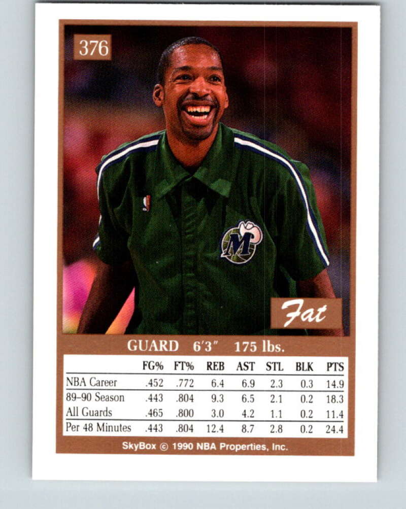 1990-91 SkyBox #376 Lafayette Lever Mint Dallas Mavericks Image 2