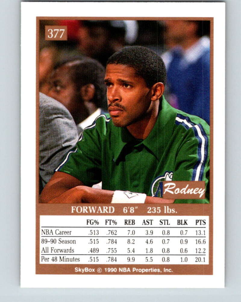 1990-91 SkyBox #377 Rodney McCray Mint Dallas Mavericks Image 2