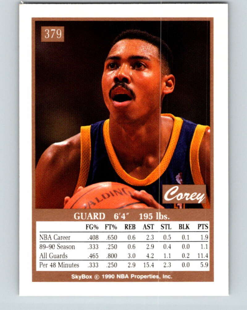 1990-91 SkyBox #379 Corey Gaines Mint Denver Nuggets Image 2