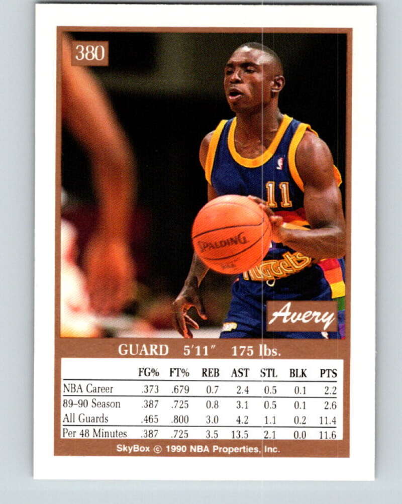 1990-91 SkyBox #380 Avery Johnson Mint RC Rookie Denver Nuggets Image 2