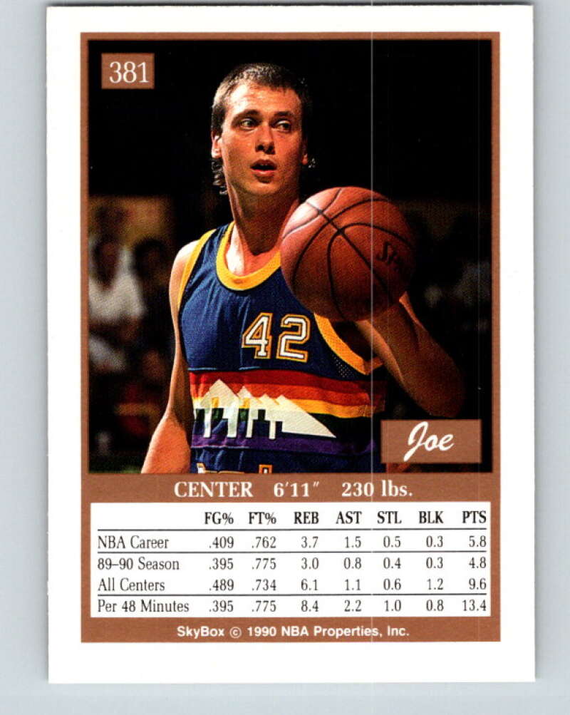 1990-91 SkyBox #381 Joe Wolf Mint Denver Nuggets Image 2