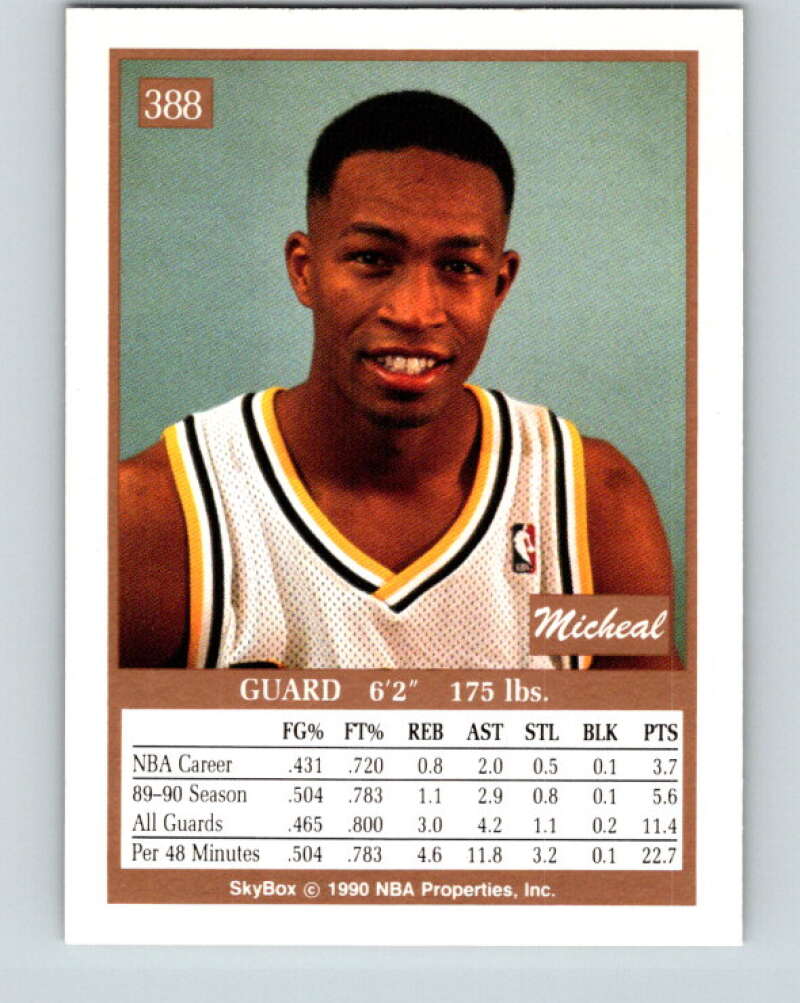 1990-91 SkyBox #388 Micheal Williams Mint Indiana Pacers Image 2
