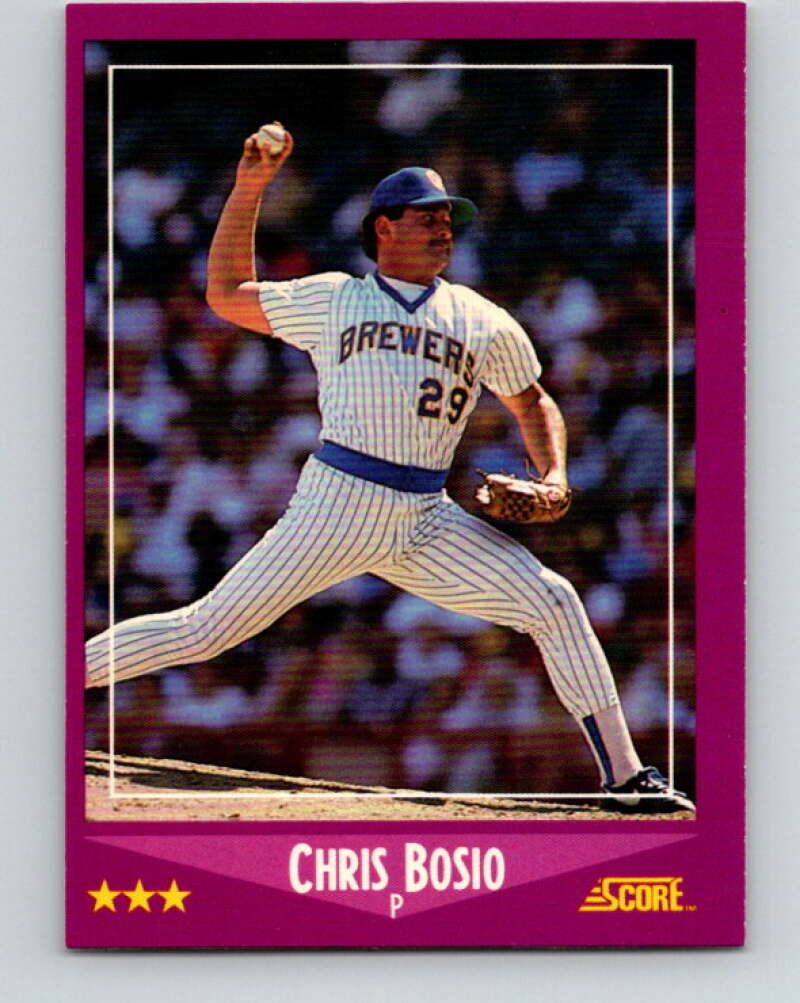 1988 Score #38 Chris Bosio Mint Milwaukee Brewers Image 1