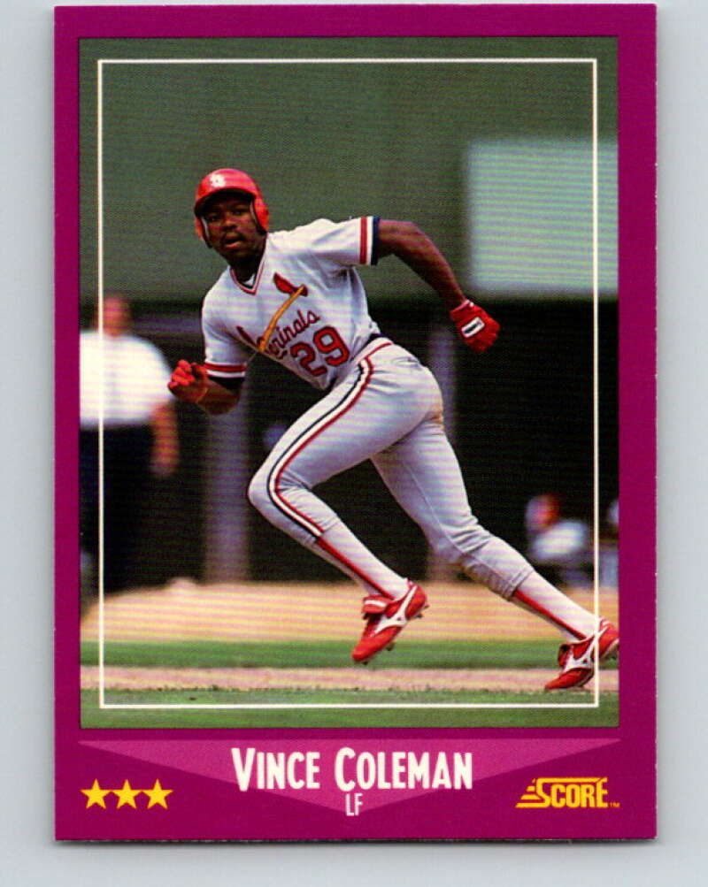 1988 Score #68 Vince Coleman Mint St. Louis Cardinals Image 1