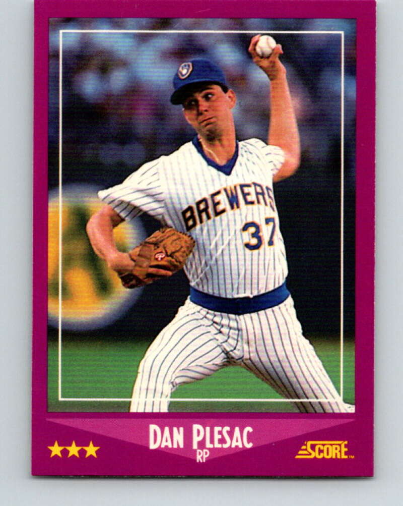 1988 Score #77 Dan Plesac Mint Milwaukee Brewers Image 1