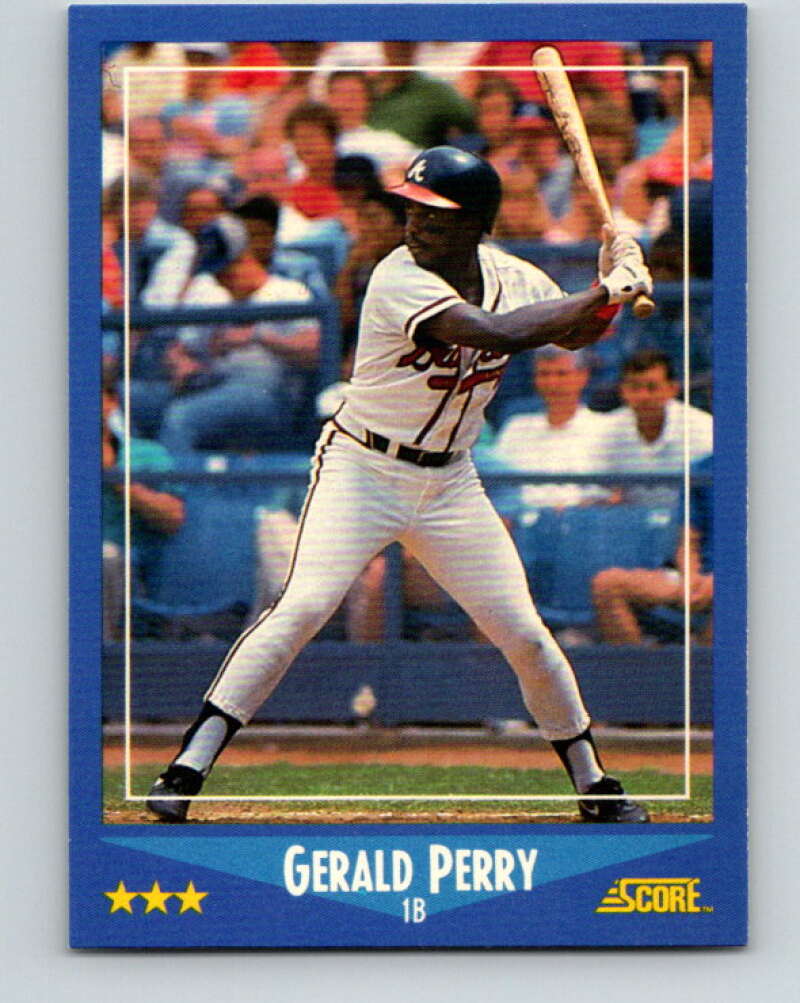1988 Score #136 Gerald Perry Mint Atlanta Braves Image 1