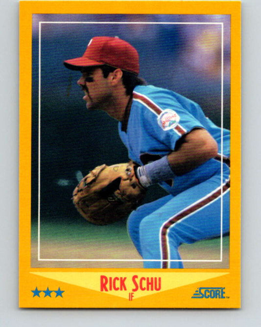 1988 Score #448 Rick Schu Mint Philadelphia Phillies  Image 1