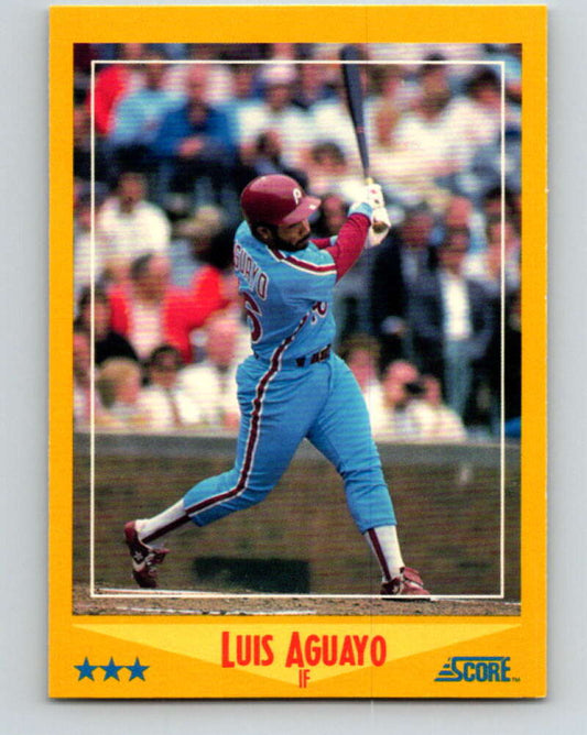 1988 Score #499 Luis Aguayo Mint Philadelphia Phillies  Image 1