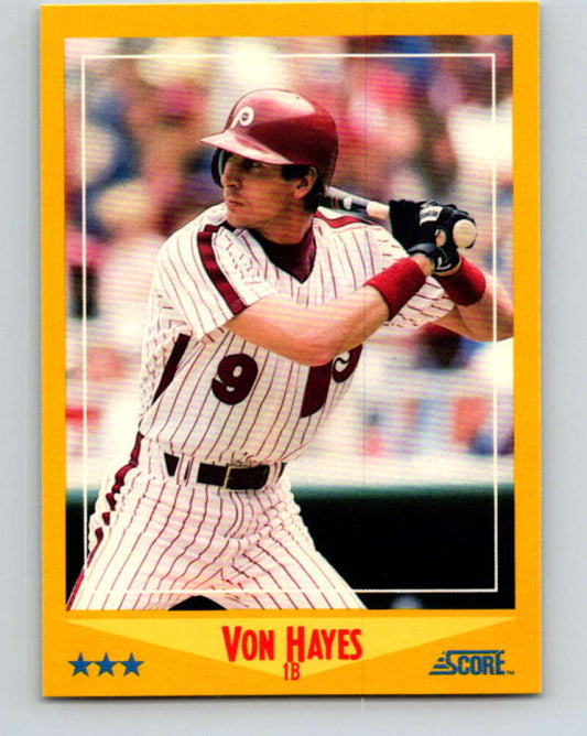 1988 Score #515 Von Hayes Mint Philadelphia Phillies  Image 1