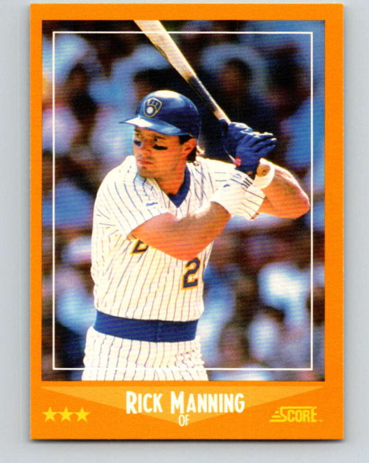 1988 Score #593 Rick Manning Mint Milwaukee Brewers  Image 1
