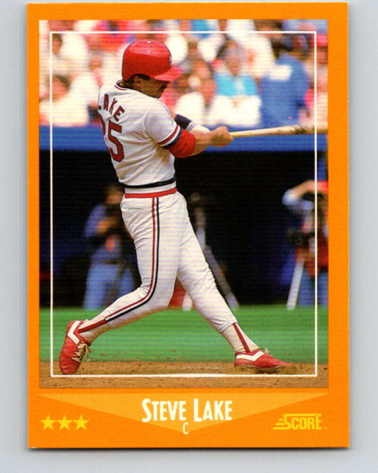 1988 Score #596 Steve Lake Mint St. Louis Cardinals  Image 1