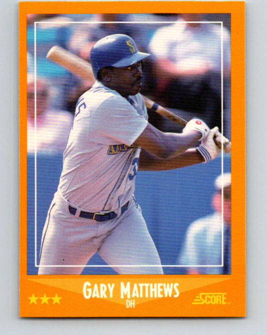 1988 Score #599 Gary Matthews Mint Seattle Mariners  Image 1