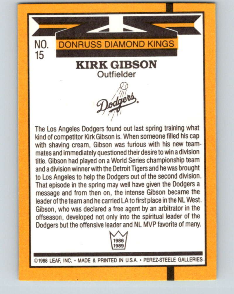 1989 Donruss #15 Kirk Gibson DK Mint Los Angeles Dodgers